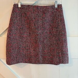 NWT Ann Taylor LOFT Tweed Shift Skirt Size 6 Herringbone Black, Red, White